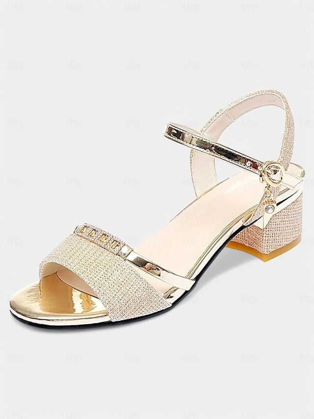 - Rhinestone Elegant Shoes for Heeled Sandals Women Silver