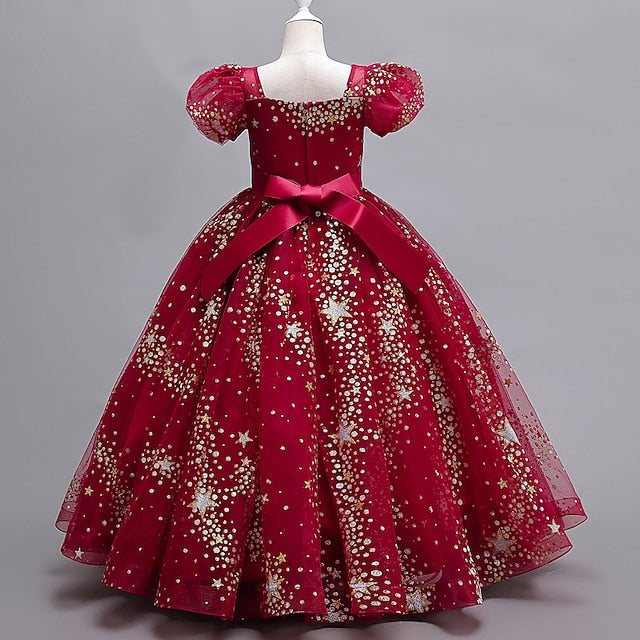 Short Polka Kids Star Girls' Party Dot Dress Flower