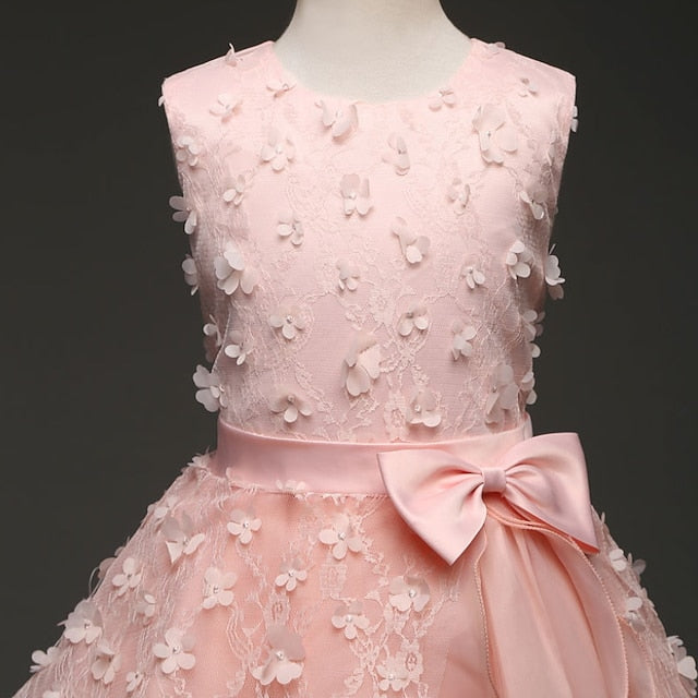 Flower Colored Girls' Girl Kids Dress Solid