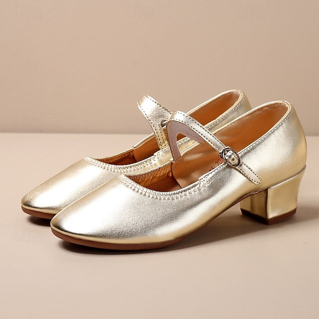 Shoes Mary Low Dance with Heel Jane Gold Women's Buckle