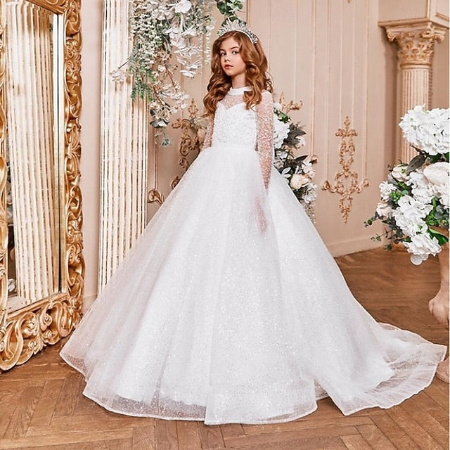 Party Dress Girl Girls' Long Flower Kids Color Solid