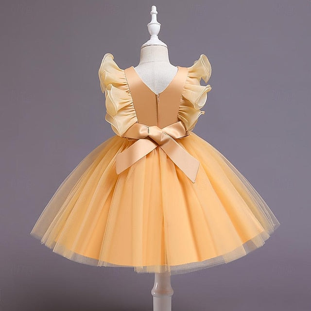 Dress Flower Party Girls' Color Kids Sequin Solid