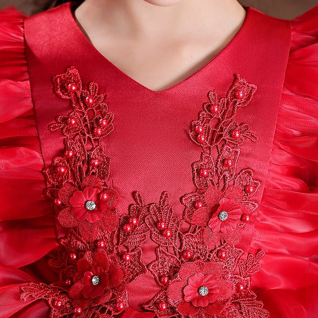 Flower Wedding Kids Dress Sleeve Girls' Special Party Long