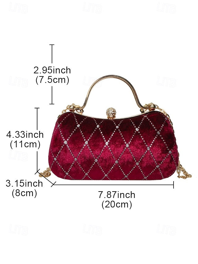 Velvet Accents Quilted Purse Evening with Women's Diamond -