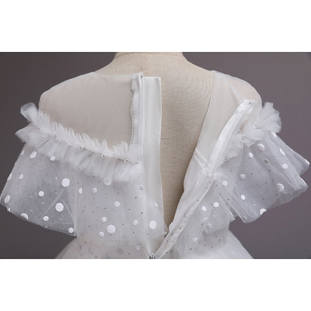 Girl Solid Flower Party Girls' Dress Color Kids