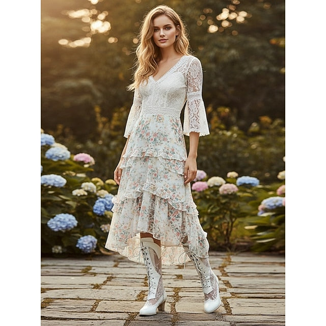 Women's White Lace-Up Boots Lace with Victorian-Style