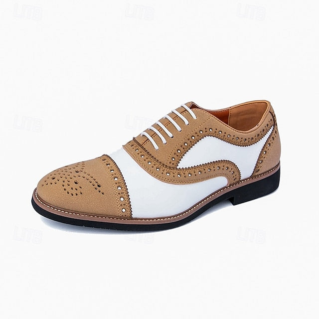 Brown Brogue with and Oxford Shoes Men's Classic White