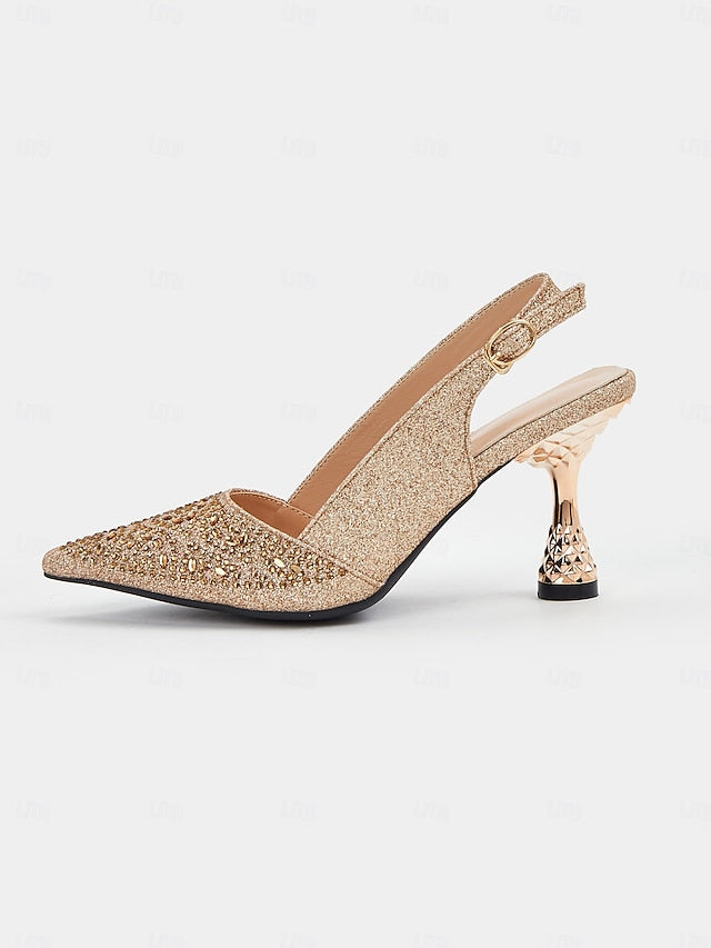 – Pumps Glitter Pointed Women's Sparkling Toe Slingback