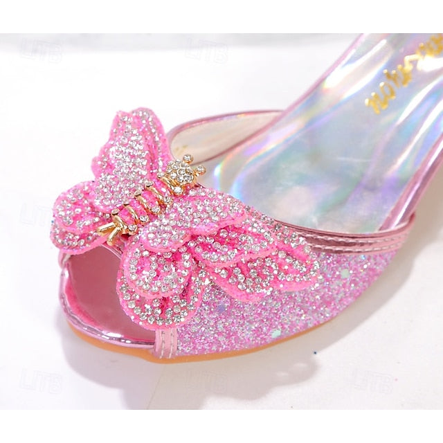 Silver Bowknot Princess – Glitter Shoes Girls' Sparkly