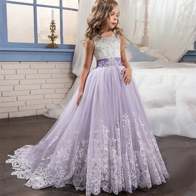 Kids Flower Girl Sleeveless Wedding Girls' Dress