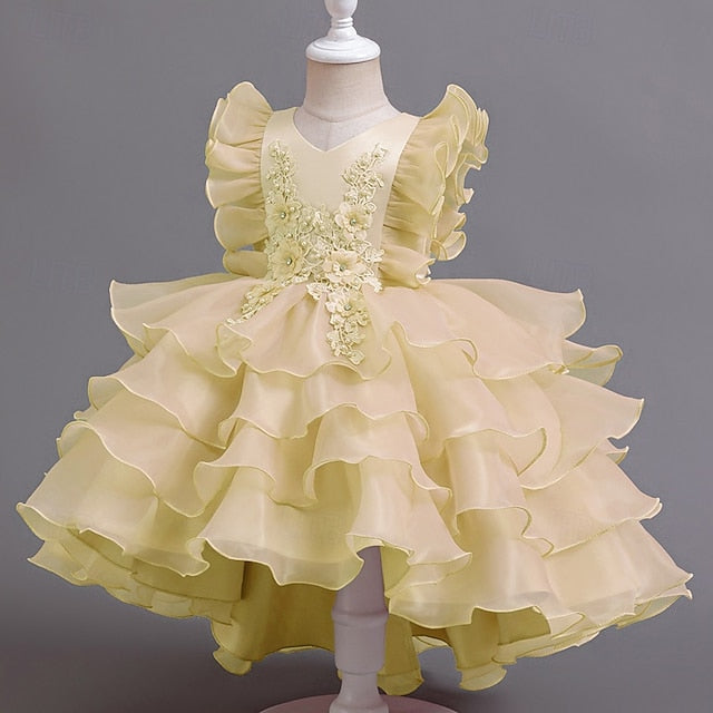 Floral Party Asymmetrical Dress Kids Girls'