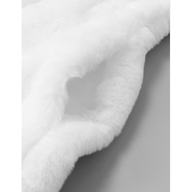 Long Jacket Sherpa Fur Coat White Women's Faux Black