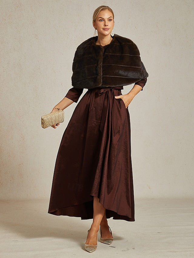 Shrug Party Wrap Faux Women's Fur Brown Formal Cocktail