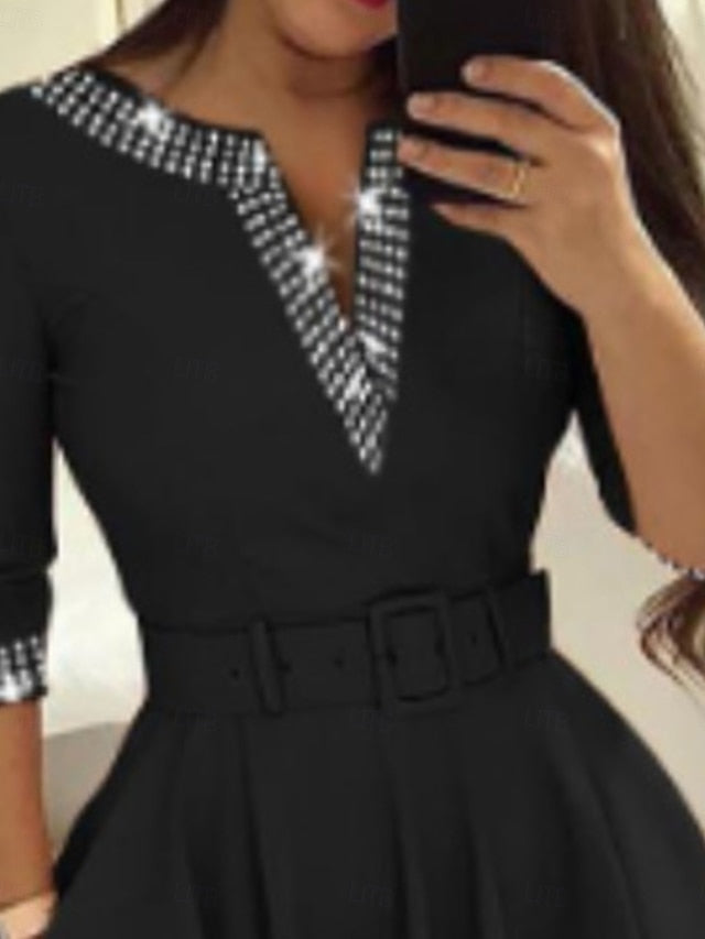 Women's Midi Dress Black Dress Sequin Dress Cocktail Dress