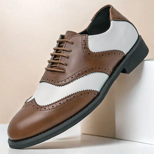White and Men's Wingtip Brogue Oxford Two-Tone in Shoes