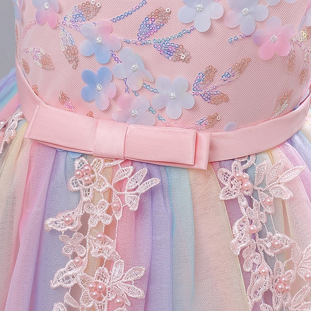 Girls' Dress Solid Party Color Kids Girl Flower