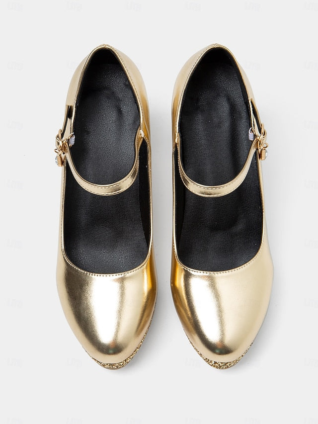 Heel Pumps Sparkly Glitter – Jane Block Mary Gold Women's