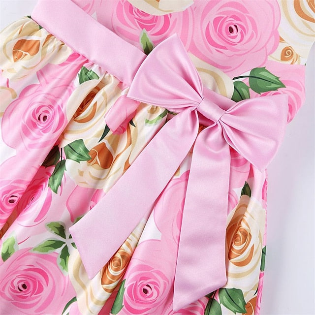 Kids Girls' Short Party Sleeve Dress Floral Flower