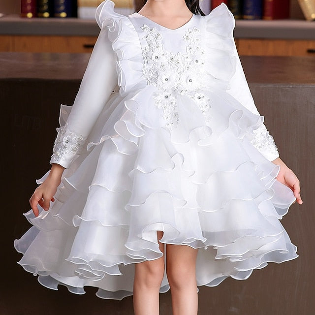 Long Wedding Dress Special Sleeve Kids Girls' Flower Party