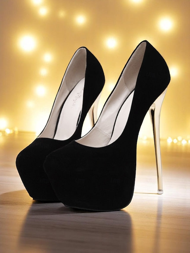 Metallic Red with Stiletto Suede Heels Women's and Platform