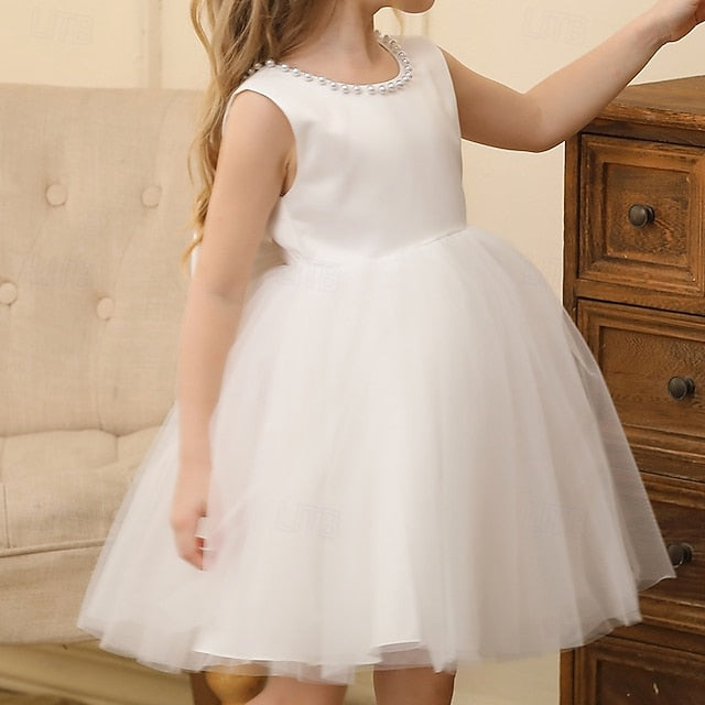 Wedding Sleeveless Party Color Kids Dress Solid Girls'