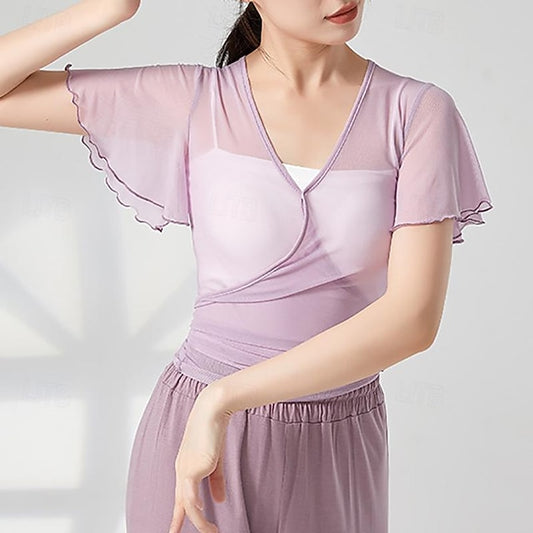 Activewear Top Cinch Cord Pure Color Splicing Women's