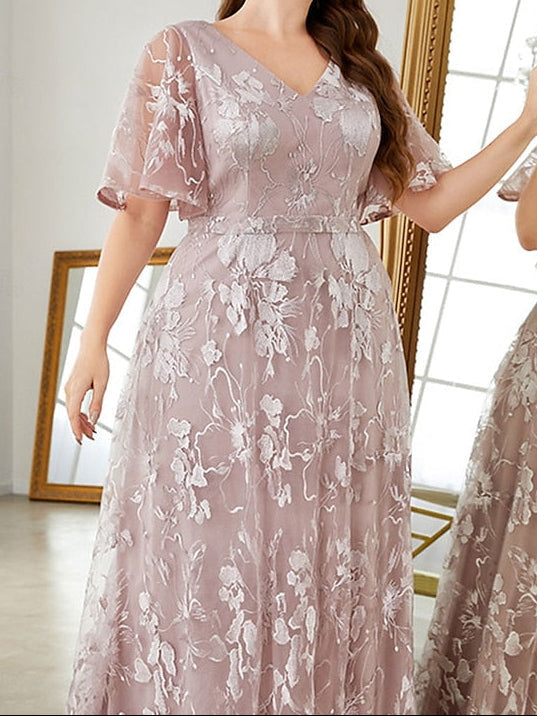 Size V Dress Plus Curve Neck of Elegant Bride the Mother