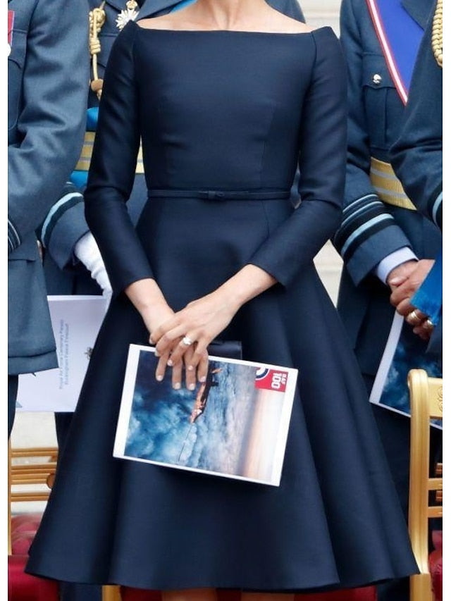 Mother of the Simple Jewel Dress A-Line Bride Tea Neck Elegant