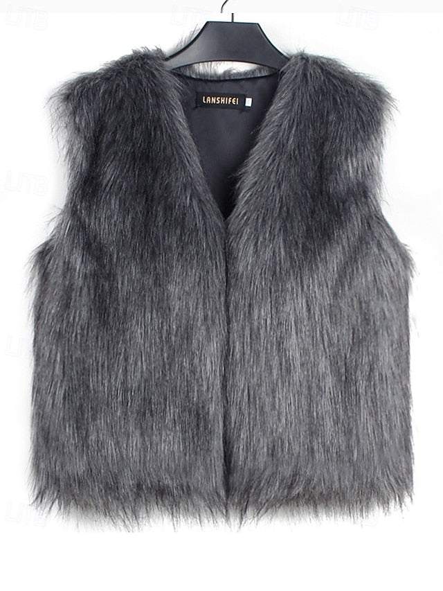 Furs Coat Faux Vest Leathers Comfortable Fur Women's