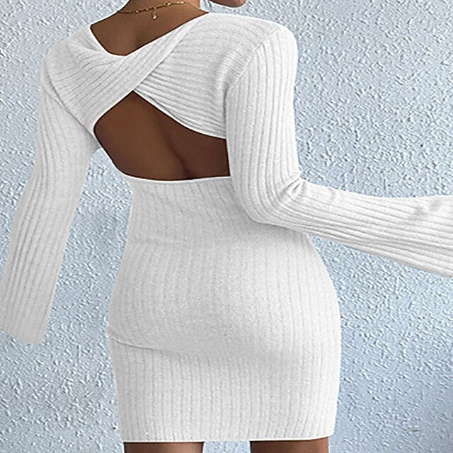 Women's Mini Dress Sweater Dress Bodycon Sheath Dress