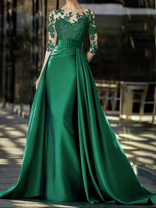 Evening Train Gown Formal Elegant A-Line / Sweep Dress Brush