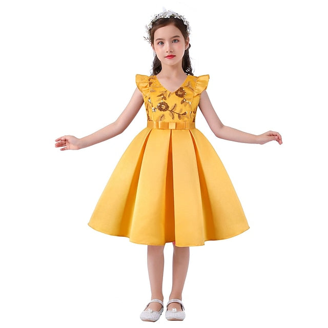 Sleeveless Formal Party Dress Girls' Kids Color Solid