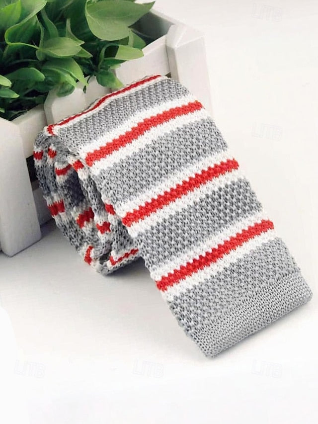 Stripe Men's Christmas Tie Woven Stylish - Knit Neck