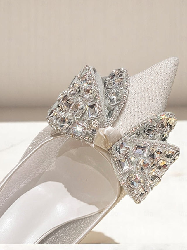 Women's with Bow High Glitter Rhinestone Heels
