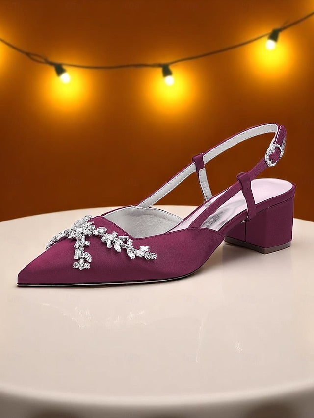 Slingback Black Women's Heels Satin