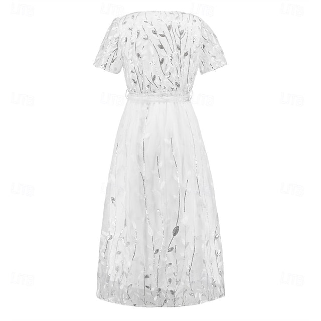 Bride Sequin V Elegant of the Mother Neck Dress A-Line