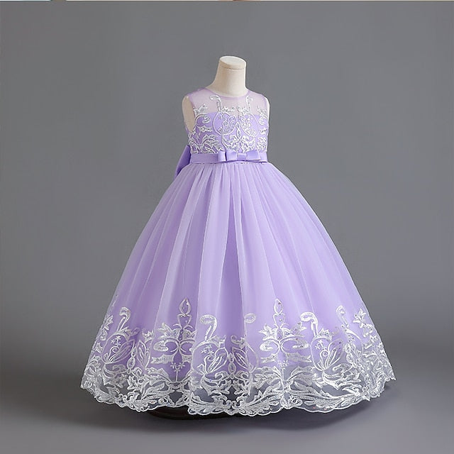 Dress Kids Wedding Girls' Flower Sleeveless Christening