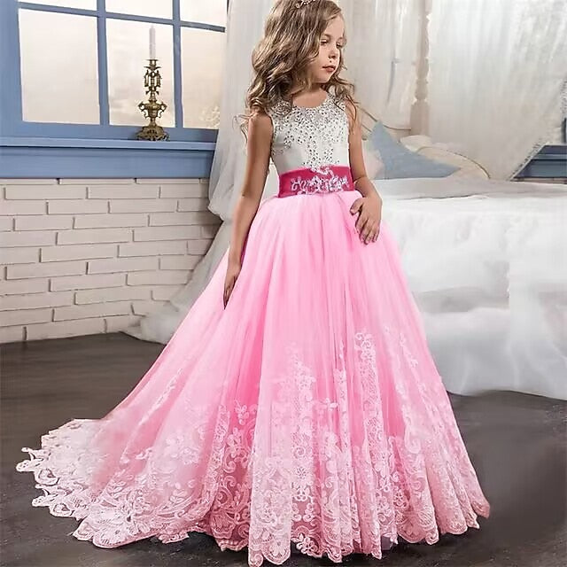 Kids Flower Girl Sleeveless Wedding Girls' Dress