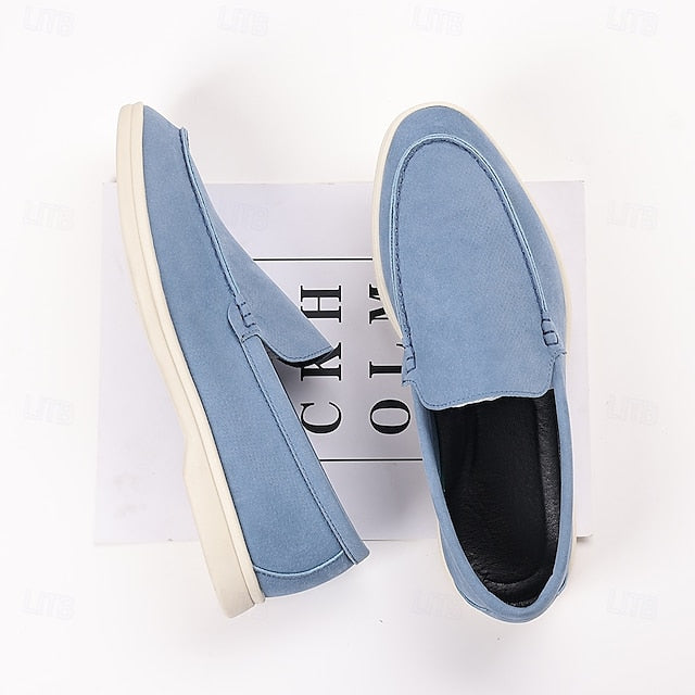 Light Men's – Loafers Faux Blue Slip-On Casual Breathable