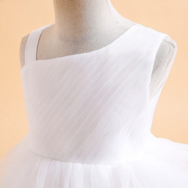 Kids Formal Sleeveless Party Girls' Color Solid Dress