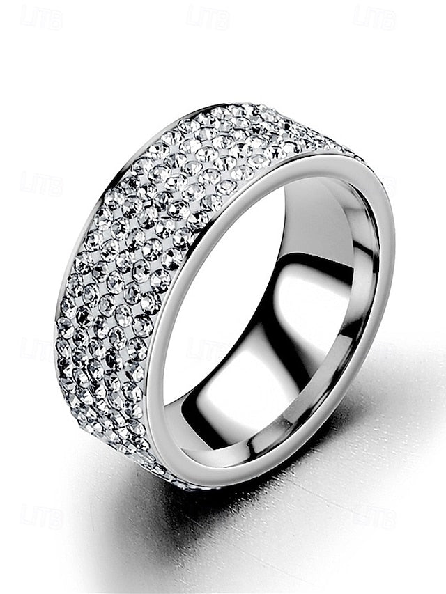 Full Band Wide Rhinestone Pave Men's with Rings
