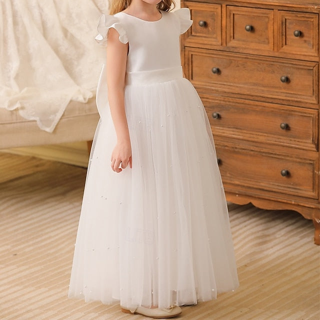 Girls' Dress Flower Color Solid Girl Party Kids