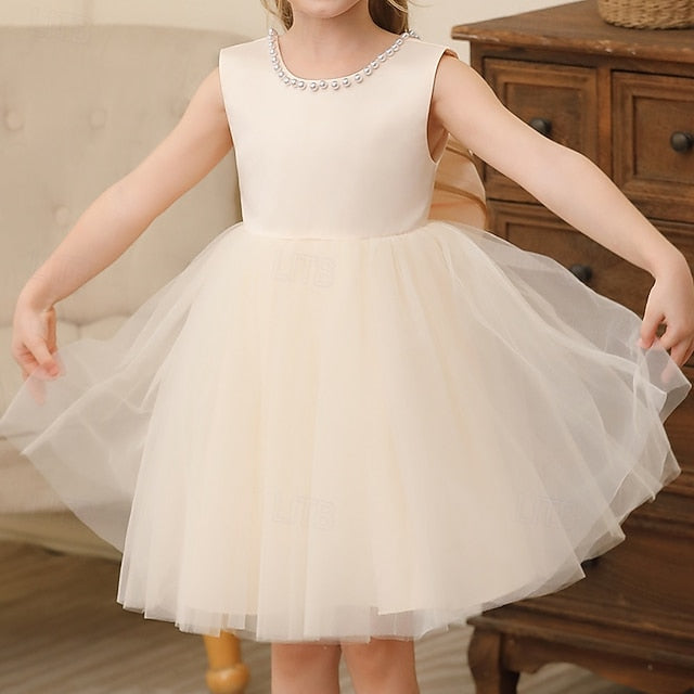 Wedding Sleeveless Party Color Kids Dress Solid Girls'