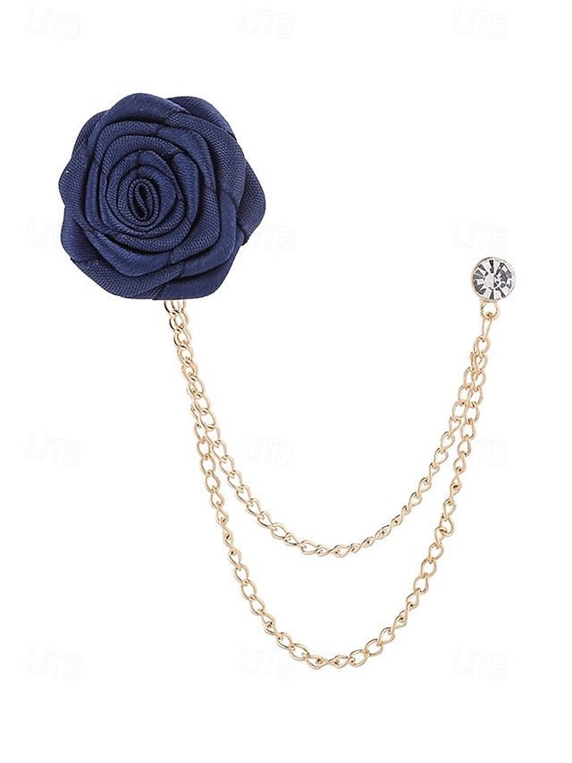 Chain Lapel Red with Gold Men's Rose Elegant – Pin