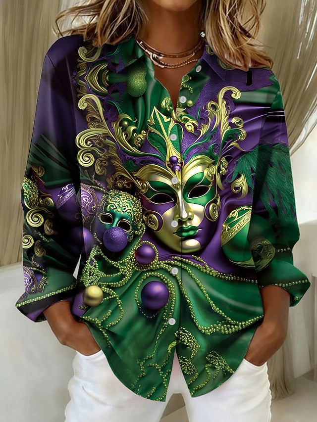 Carnival Women's Shirt Blouse Graphic Abstract Vintage