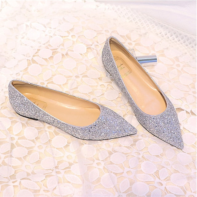 – Comfortable Shoes Flat Glitter Pointed Women's Pink Toe