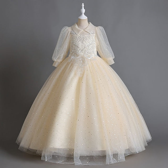 Solid Dress Flower Party Girl Color Girls' Kids Half