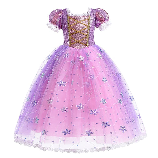 Rapunzel Cloak Princess Dress Cosplay Flower Girl