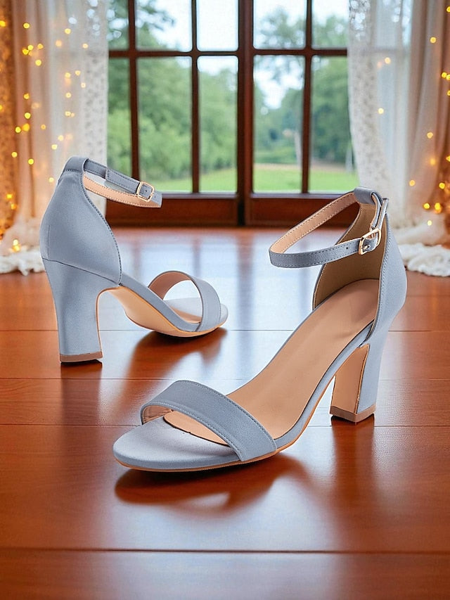 High Women's Ankle - Toe Strap Sandals Open Light Heel Blue
