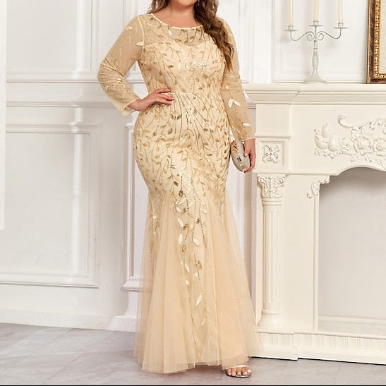 Dress Floor Sparkle / Gown Trumpet Formal Mermaid Evening